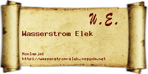 Wasserstrom Elek névjegykártya
